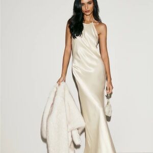 Elegant Cream Satin Dress